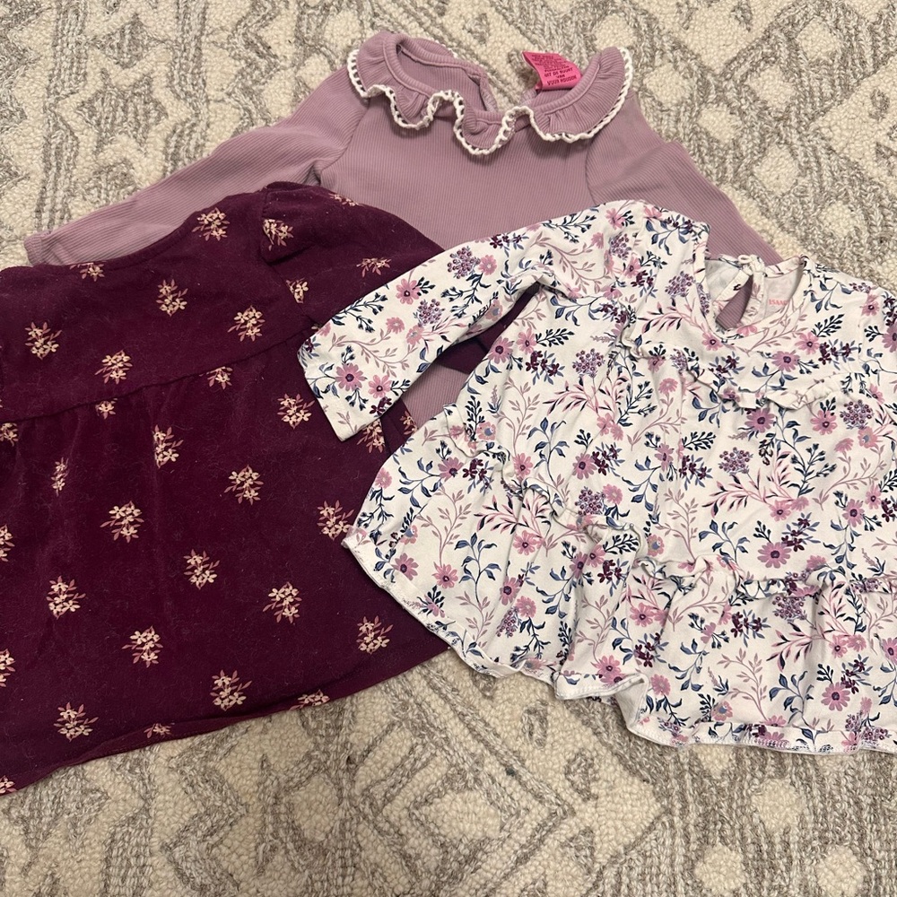 Floral and Solid Baby Long Sleeve Shirt Set